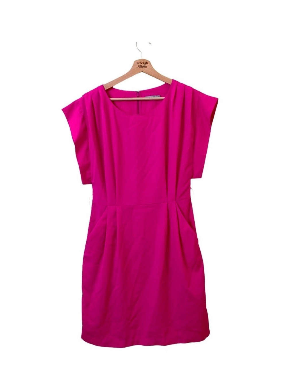 Eliza J Fuchsia Cap-Sleeve Tie-waist dress.